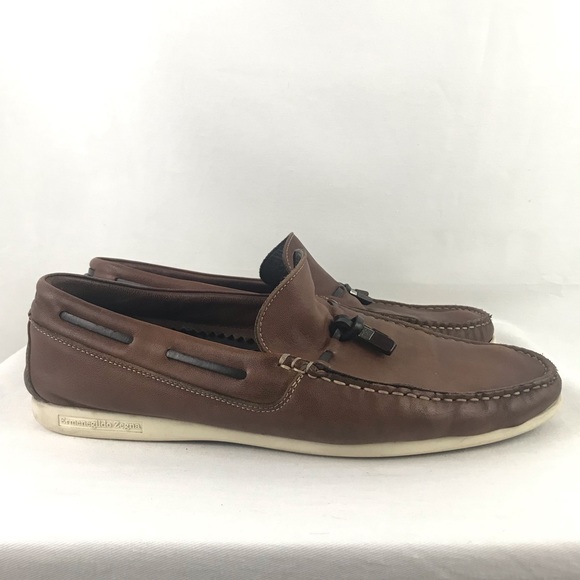ERMENEGILDO ZEGNA Brown Leather Loafers Sz 11 - Picture 3 of 7